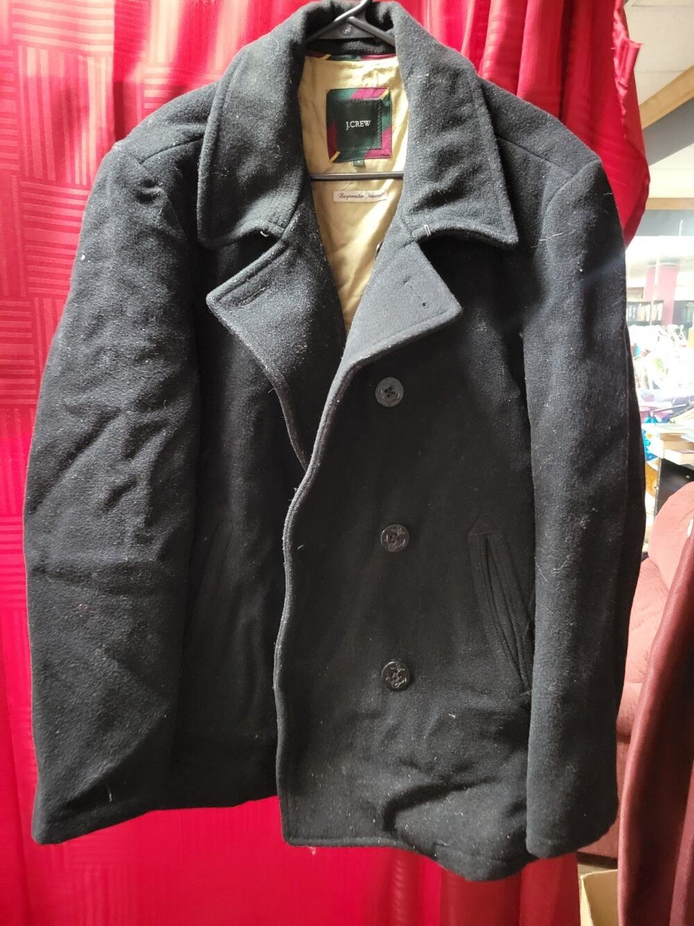J Crew Bayswater Peacoat Mens Size L 100% Wool Y2k Retro
